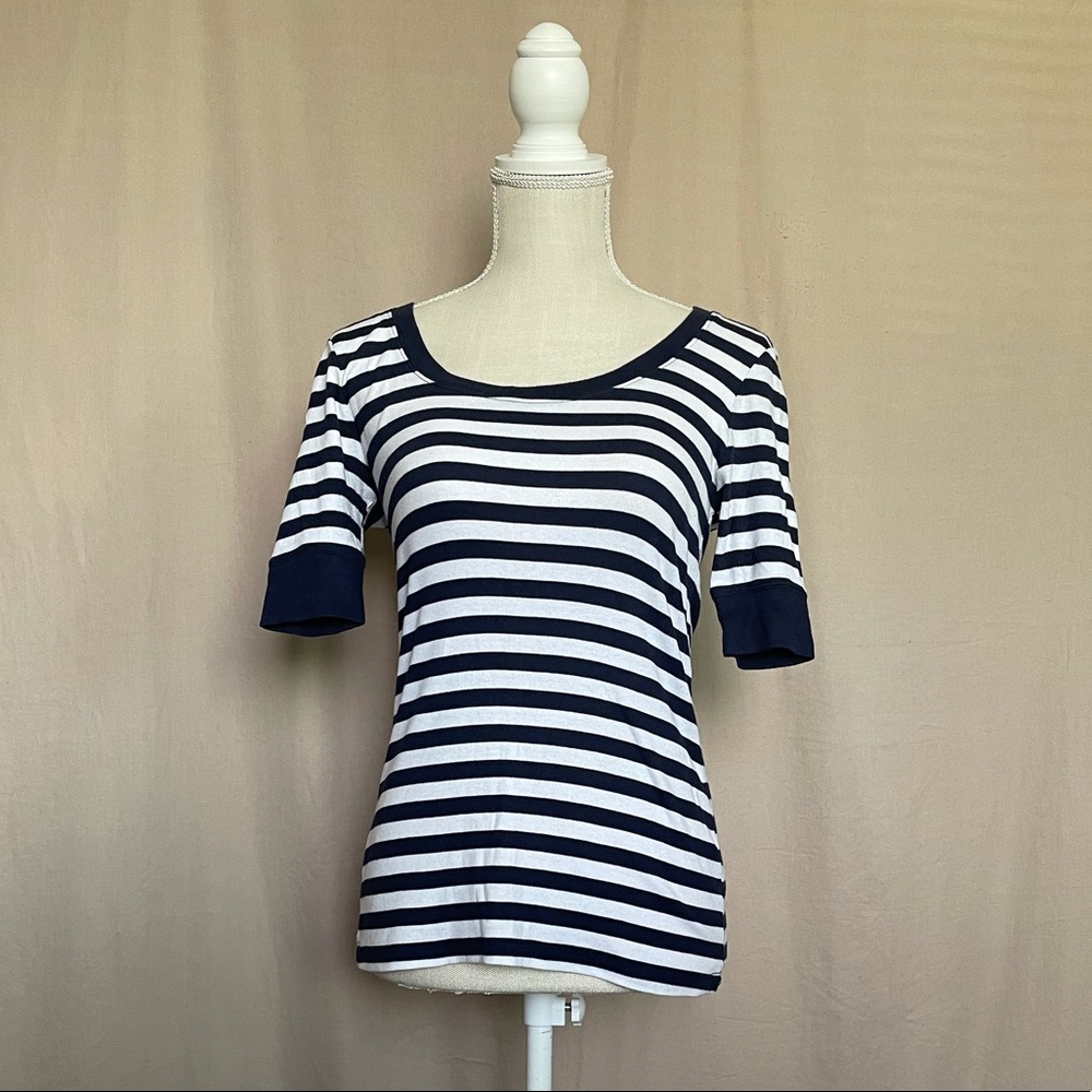 White & Blue Stripes Top
